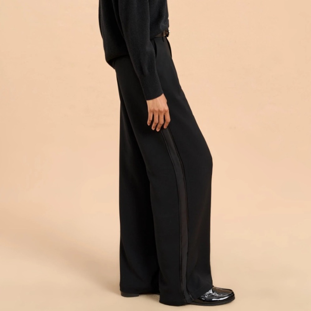 La Ligne Black Wide-Leg Women's Tuxedo Pant